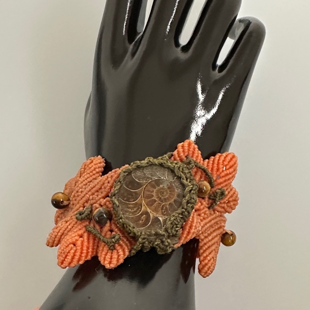 Artisanal Handcrafted Orange green Quartz stone Beaded Bracelet​​